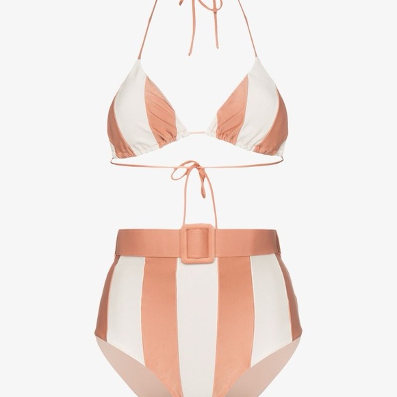 Striped Brown and White Bikini Set - Picture 3 of 6